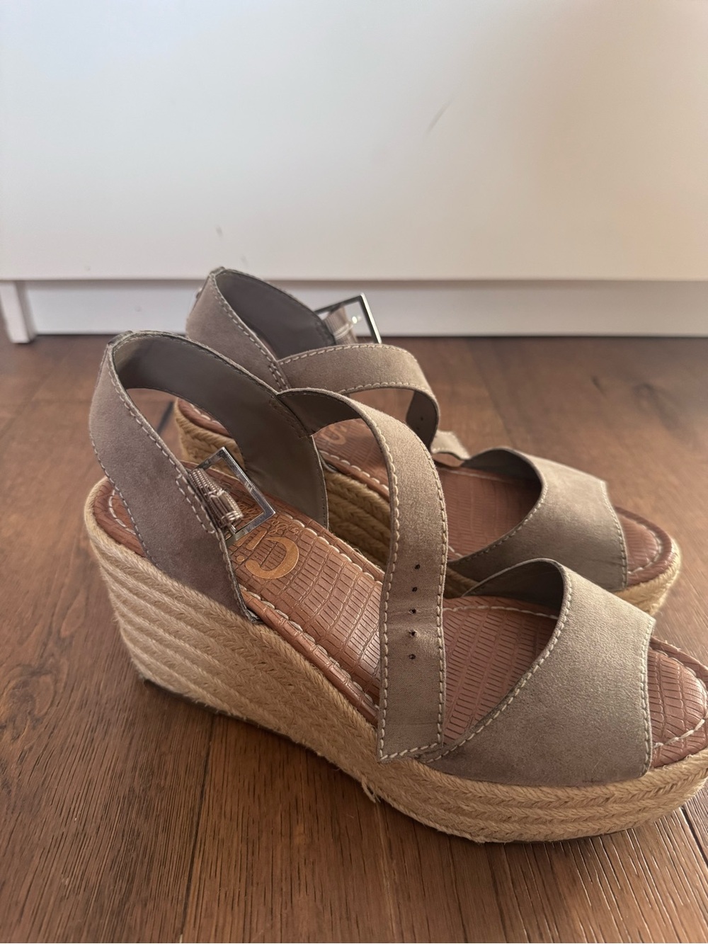Circus by Sam Edelman Taupe Suede Espadrille Wedge Sandals